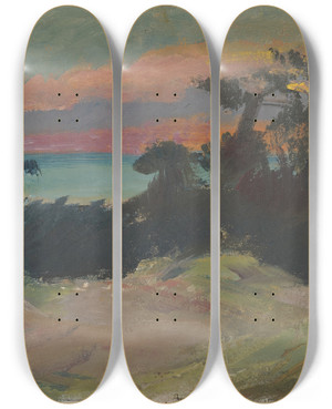 Triptych art skateboard deck of Arno Knig Sunset by Arno Konig (1894)