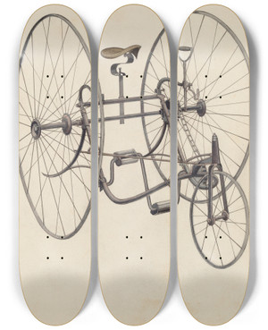 Triptych art skateboard deck of Harry G Aberdeen Bicycle by Harry G Aberdeen