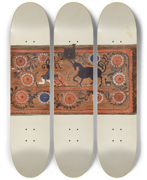 Triptych art skateboard deck of Margery Parish Chest_3 by Margery Parish