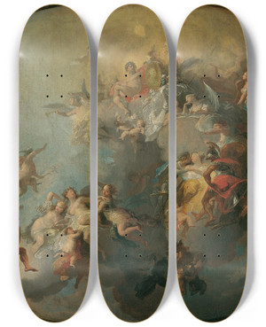 Triptych art skateboard deck of Franz Anton Maulbertsch Allegorie Auf Eine Frstliche Vermhlung by Franz Anton Maulbertsch (1724-1796)