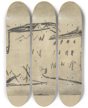 Triptych art skateboard deck of Ernst Ludwig Kirchner Street Corner In Dresden Strassenecke Dresden by Ernst Ludwig Kirchner (1880-1938)