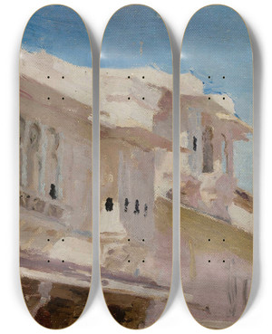 Triptych art skateboard deck of Jan Cigliski Udaipur Houses From The Journey To India_1 by Jan Ciaglinski (1858-1913) Triptych art skateboard deck of Jan Cigliski Udaipur Houses From The Journey To India_1 by Jan Ciaglinski (1858-1913)