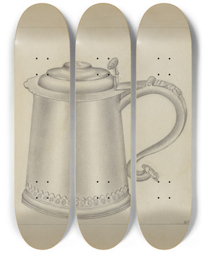 Triptych art skateboard deck of Gordon Sanborn Silver Tankard_4 by Gordon Sanborn