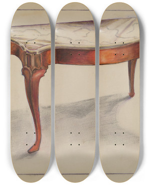 Triptych art skateboard deck of George Nelson Marble Top Table_1 by George Nelson