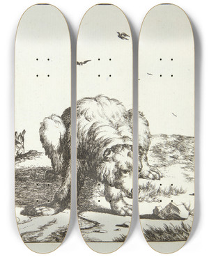 Triptych art skateboard deck of Marcus De Bye Sammenkrbet Bjrn by Marcus de Bye (1638-1688)