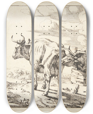 Triptych art skateboard deck of Marcus De Bye To Ker_1 by Marcus de Bye (1638-1688)