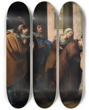 Triptych art skateboard deck of Bartolom Estebn Murillo The Return Of The Prodigal Son_2 by Bartolome Esteban Murillo (1617-1682) Triptych art skateboard deck of Bartolom Estebn Murillo The Return Of The Prodigal Son_2 by Bartolome Esteban Murillo (1617-1682)