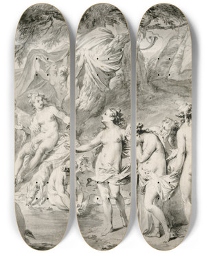 Triptych art skateboard deck of Jacob De Wit Callistos Zwangerschap De Nymphen Ontdekken by Jacob de Wit (1695-1754) Triptych art skateboard deck of Jacob De Wit Callistos Zwangerschap De Nymphen Ontdekken by Jacob de Wit (1695-1754)