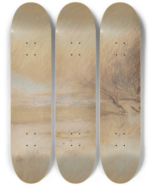 Triptych art skateboard deck of Ladislav Mednynszky Winter Landscape With River by Ladislav Mednyanszky (1852-1919) Triptych art skateboard deck of Ladislav Mednynszky Winter Landscape With River by Ladislav Mednyanszky (1852-1919)