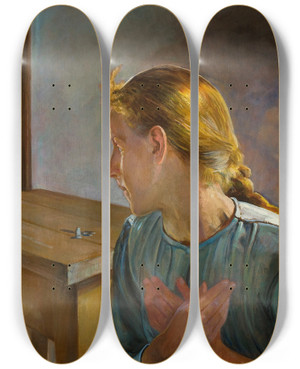 Triptych art skateboard deck of Jacek Malczewski Annunciation by Jacek Malczewski (1854-1929)