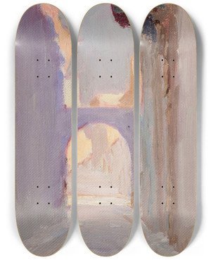 Triptych art skateboard deck of Jan Cigliski Tunis A Street by Jan Ciaglinski (1858-1913)
