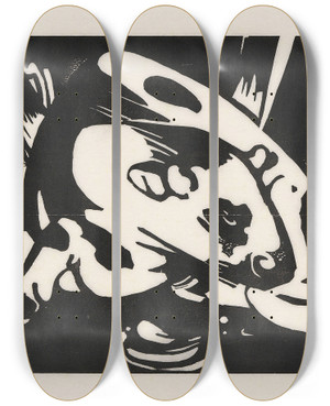 Triptych art skateboard deck of Franz Marc Der Stier by Franz Marc (1880-1916)