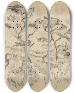 Triptych art skateboard deck of Charles Demuth Landscape Bermuda Orprovincetown_1 by Charles Demuth (1883-1935)