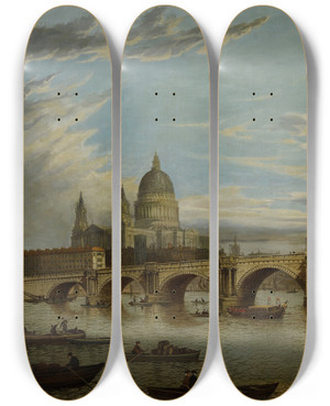 Triptych art skateboard deck of John Paul View Of London Bridge by John Paul