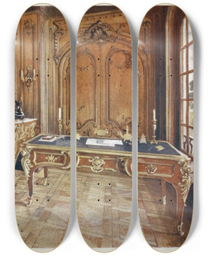 Triptych art skateboard deck of Edwin Foley Panelled Room French Style Of The Rgence by Edwin Foley (1859-1912)
