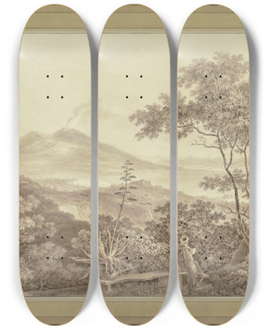 Triptych art skateboard deck of Samuel Rsel Aussicht Auf Neapel Mit Dem Vesuv by Samuel Rosel