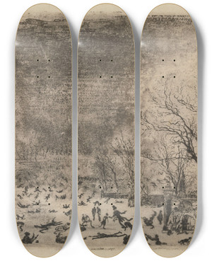 Triptych art skateboard deck of James Ensor The Skaters by James Ensor (1860-1949)