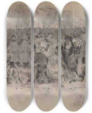 Triptych art skateboard deck of James Ensor Masses For Berthal De Haze by James Ensor (1860-1949)