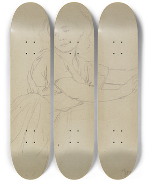 Triptych art skateboard deck of Hans Thoma Der Engel Aus Der Flucht Nach Gypten by Hans Thoma (1839-1924)