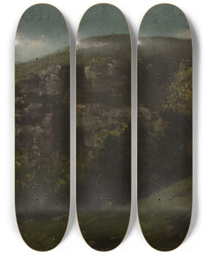 Triptych art skateboard deck of Gustave Courbet Rochers Ornans by Gustave Courbet (1819-1877)