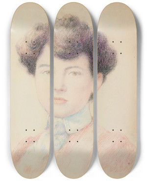 Triptych art skateboard deck of Claude Emile Schuffenecker Portrait Deugnie De La Rochefoucauld by Claude Emile Schuffenecker (1851-1934)