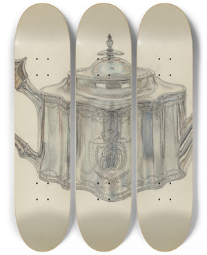 Triptych art skateboard deck of Frank Fumagalli Silver Teapot by Frank Fumagalli (20-)
