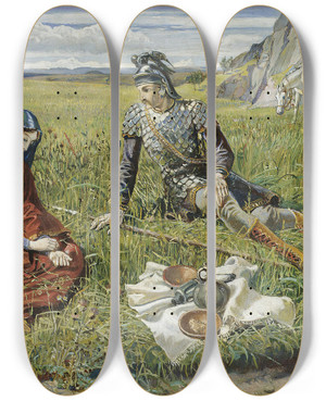 Triptych art skateboard deck of Walter Crane Ruth And Boaz by Walter Crane (1845-1915)