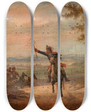 Triptych art skateboard deck of January Suchodolski Cracovian Wedding_1 by January Suchodolski (1797-1875)