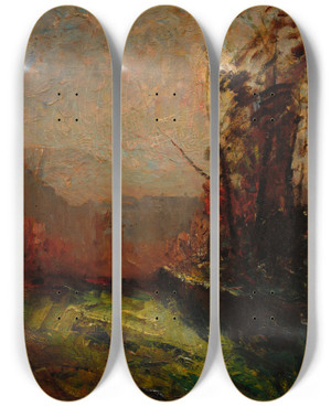 Triptych art skateboard deck of Franoisauguste Ravier Crmieu Seen From Chaillonnette by Franois-Auguste Ravier (1814-1895)