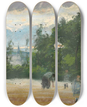 Triptych art skateboard deck of Camille Pissarro La Clairire by Camille Pissarro (1830-1903)
