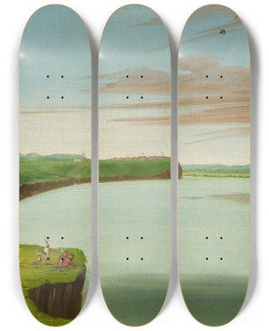 Triptych art skateboard deck of George Catlin Distant View Of The Mandan Village_1 by George Catlin (1796-1872) Triptych art skateboard deck of George Catlin Distant View Of The Mandan Village_1 by George Catlin (1796-1872)