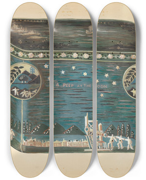 Triptych art skateboard deck of Marie Lutrell Bandbox by Marie Lutrell
