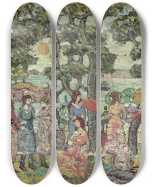 Triptych art skateboard deck of Maurice Prendergast Landscape With Figures_1 by Maurice Prendergast (1858-1924) Triptych art skateboard deck of Maurice Prendergast Landscape With Figures_1 by Maurice Prendergast (1858-1924)