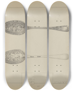 Triptych art skateboard deck of Charlotte Winter Silver Spoon_5 by Charlotte Winter (20-)