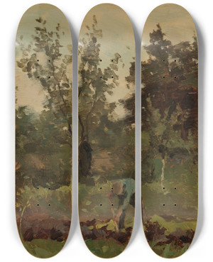Triptych art skateboard deck of Willem Witsen Moestuin by Willem Witsen (1860-1923)