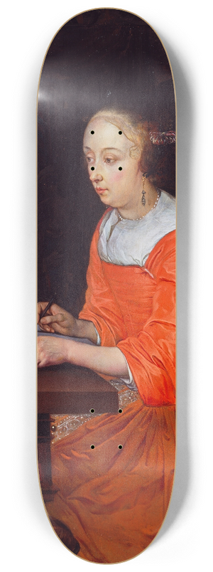 Eglon van der Neer - A Lady Drawing 8.25 inch art skate deck