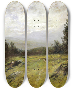 Triptych art skateboard deck of Edward Gay Hillside by Edward Gay (1837-1928)