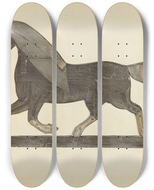 Triptych art skateboard deck of Nicholas Acampora Horse Weather Vane by Nicholas Acampora
