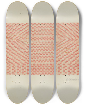 Triptych art skateboard deck of Edward D Williams Woolen Coverlet by Edward D Williams