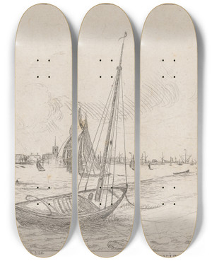 Triptych art skateboard deck of Charles Golding Constable Woolwich by Charles Golding Constable