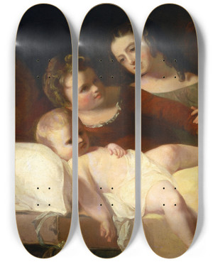 Triptych art skateboard deck of Thomas Sully The David Children by Thomas Sully (1783-1872)