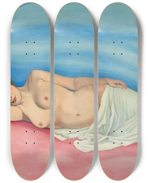 Triptych art skateboard deck of Flix Vallotton Femme Couche by Felix Vallotton (1865-1925)