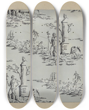 Triptych art skateboard deck of Nicholas Acampora Wall Paper And Border_2 by Nicholas Acampora