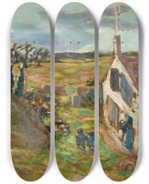 Triptych art skateboard deck of Pierre Bonnard Les Deux Enfants Vernouillet_2 by Pierre Bonnard (1867-1947)