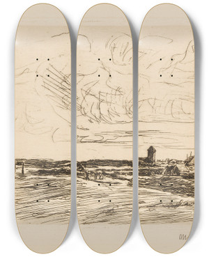 Triptych art skateboard deck of Max Liebermann Nordwykabend by Max Liebermann (1847-1935)