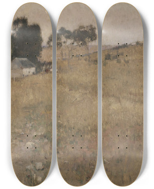 Triptych art skateboard deck of David Davies A Summer Evening by David Davies (1864-1939)