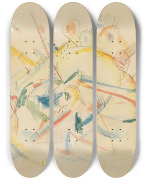 Triptych art skateboard deck of Wassily Kandinsky Ohne Titel_2 by Wassily Kandinsky (1866-1944)