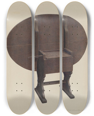 Triptych art skateboard deck of William H Edwards Dining Table by William H Edwards