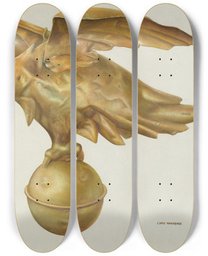 Triptych art skateboard deck of Chris Makrenos Eagle Weather Vane by Chris Makrenos (20-)