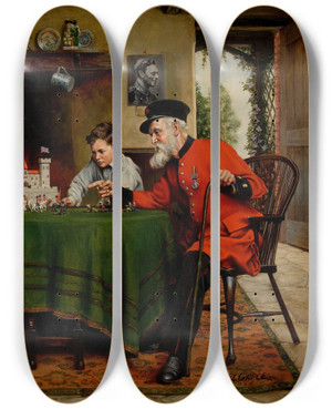 Triptych art skateboard deck of A L Grace Military Tactics by A L Grace (1870-1900)